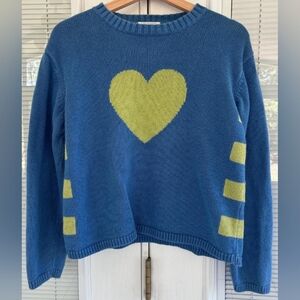 Blue and Yellow Heart Sweater